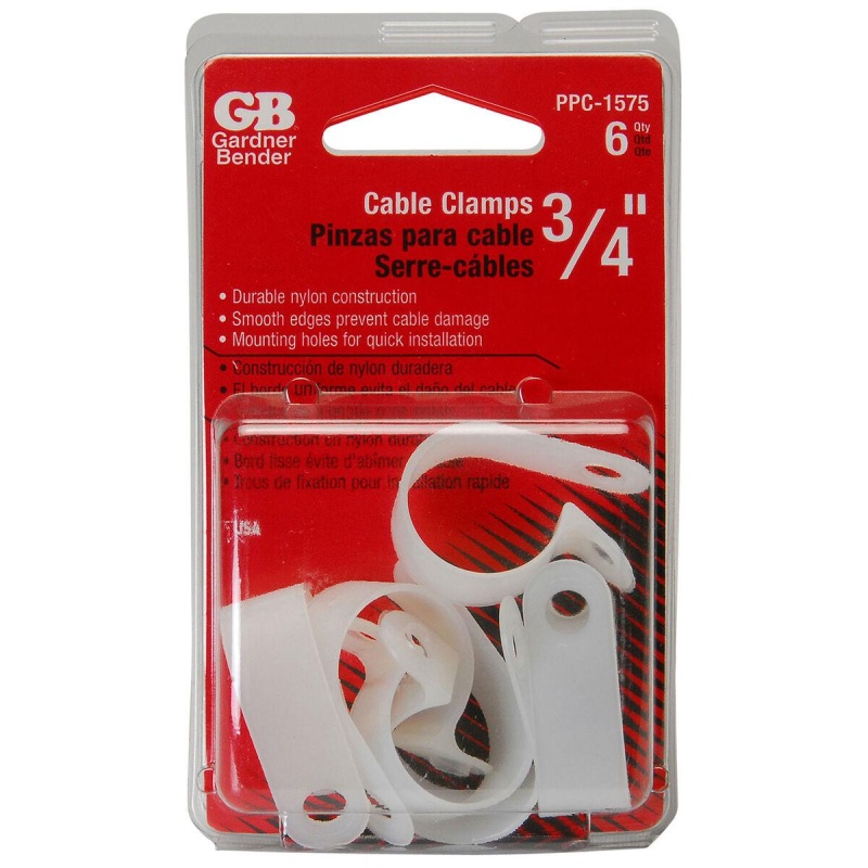 Gb Ppc-1575 3/4" Nylon Cable Clamps Natural 6 Pcs