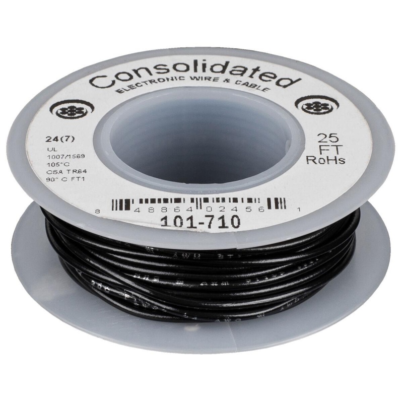 Consolidated Stranded 24 Awg Hook-Up Wire 25 Ft. Black Ul Rated