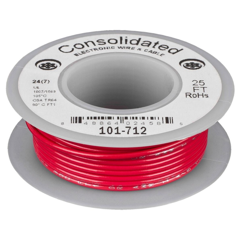 Consolidated Stranded 24 Awg Hook-Up Wire 25 Ft. Red Ul Rated