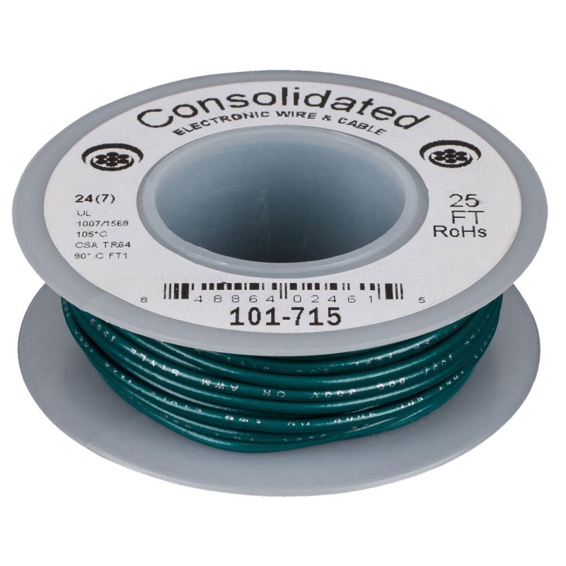 Consolidated Stranded 24 Awg Hook-Up Wire 25 Ft. Green Ul Rated
