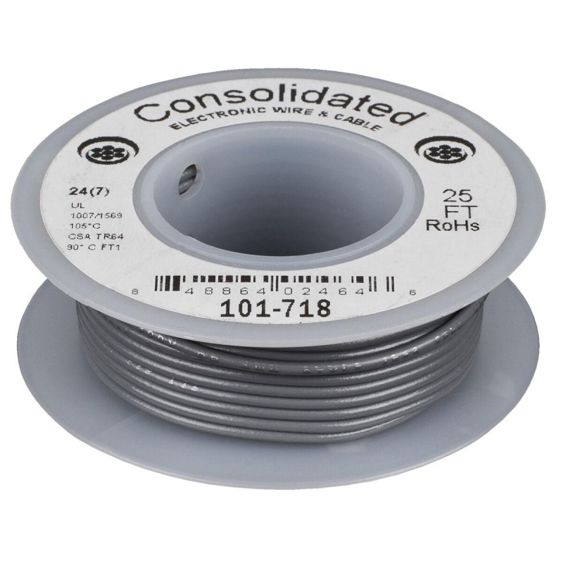 Consolidated Stranded 24 Awg Hook-Up Wire 25 Ft. Gray Ul Rated