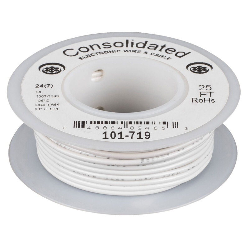 Consolidated Stranded 24 Awg Hook-Up Wire 25 Ft. White Ul Rated