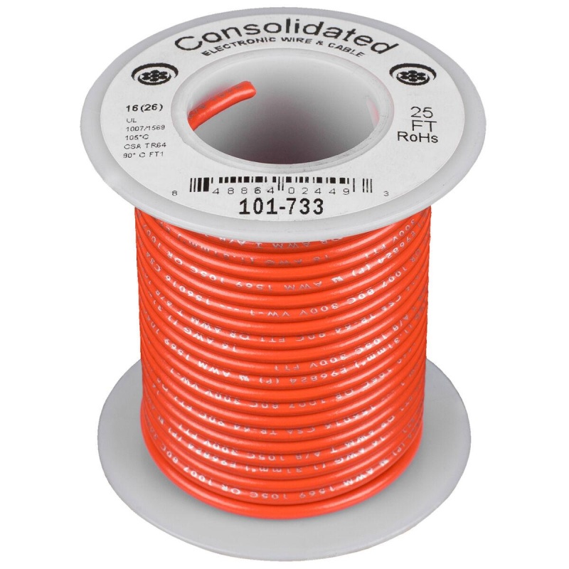 Consolidated Stranded 16 Awg Hook-Up Wire 25 Ft. Orange Ul Rated