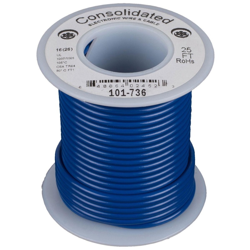 Consolidated Stranded 16 Awg Hook-Up Wire 25 Ft. Blue Ul Rated