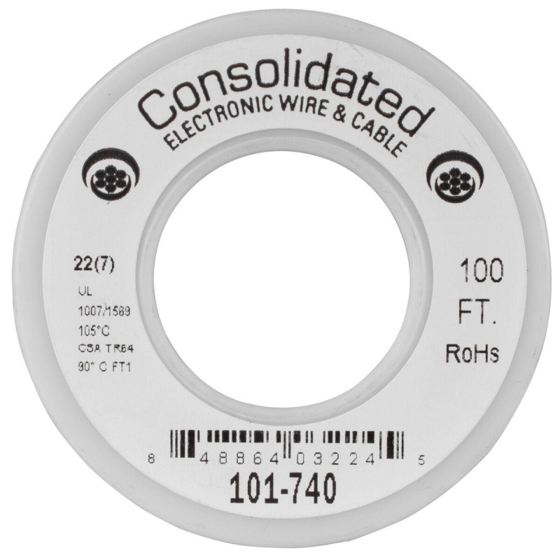 Consolidated 22 Awg Black Stranded Hook-Up Wire 100 Ft