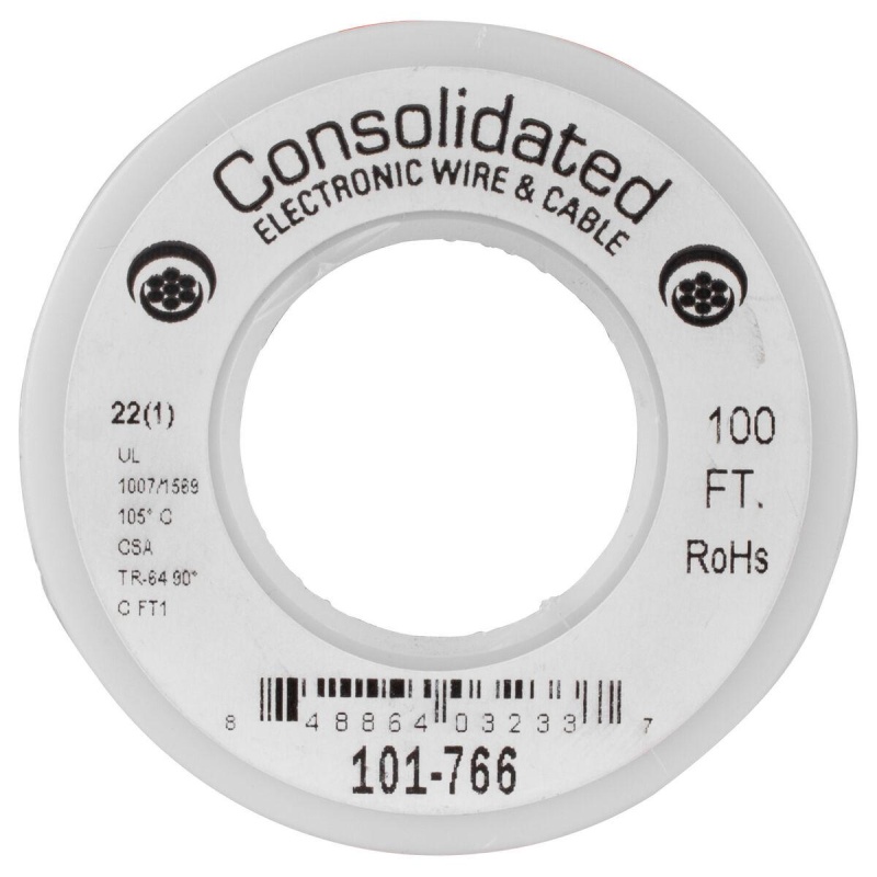 Consolidated 22 Awg Red Solid Hook-Up Wire 100 Ft