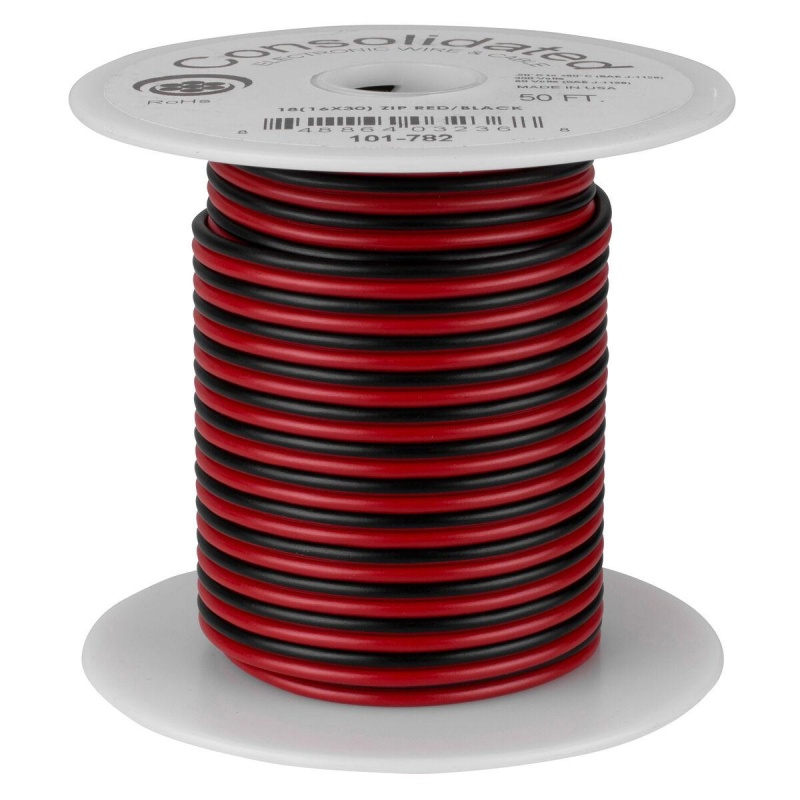 Consolidated 18 Awg 2-Conductor Power Speaker Wire 50 Ft. (Red/Black)
