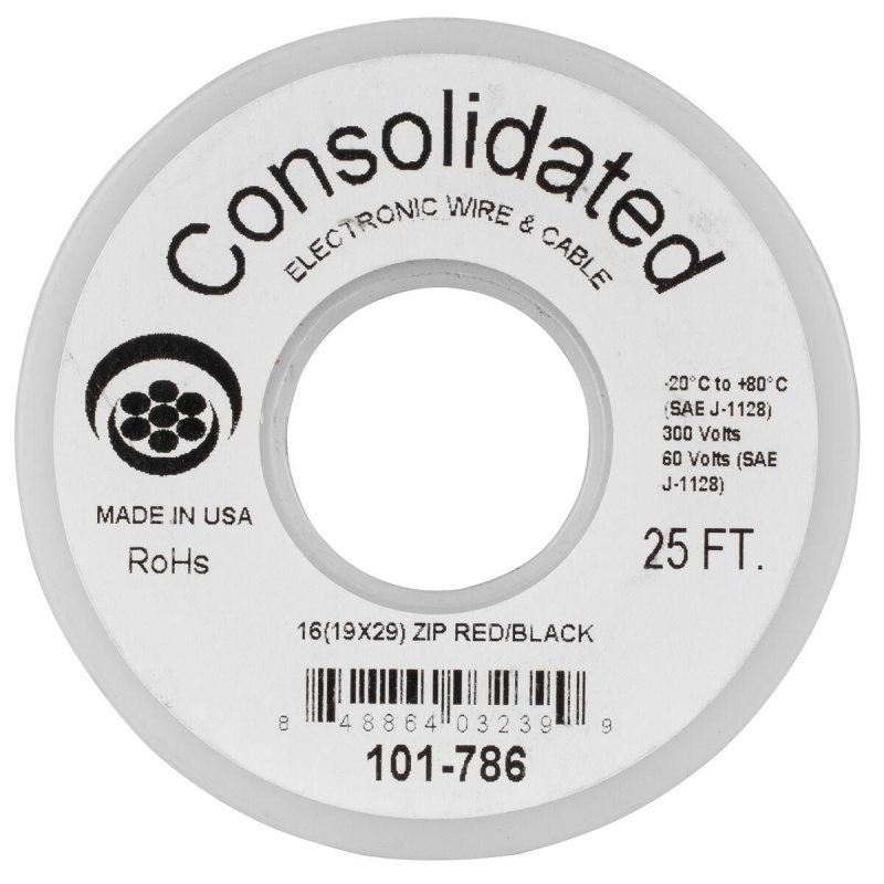 Consolidated 16 Awg 2-Conductor Power Speaker Wire 25 Ft. (Red/Black)