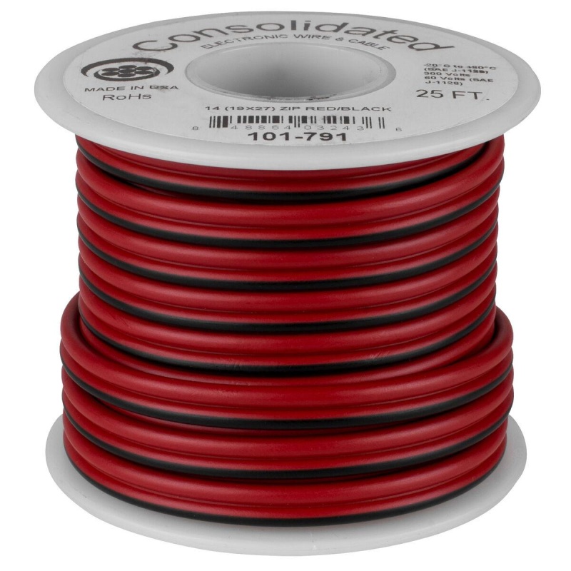 Consolidated 14 Awg 2-Conductor Power Speaker Wire 25 Ft. (Red/Black)