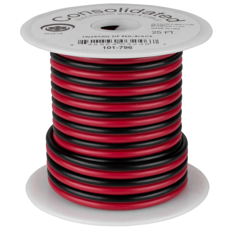 Consolidated 12 Awg 2-Conductor Power Speaker Wire 25 Ft. (Red/Black)