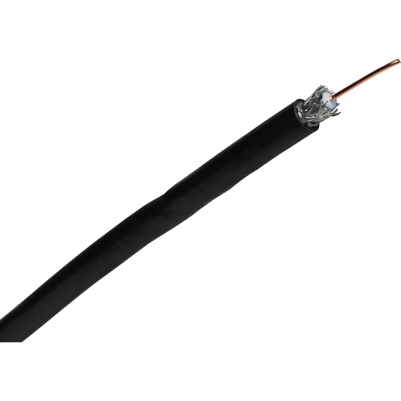 Rg-6/U Solid Copper 18 Awg Quad Shield Cm Coax Cable Black 1000 Ft