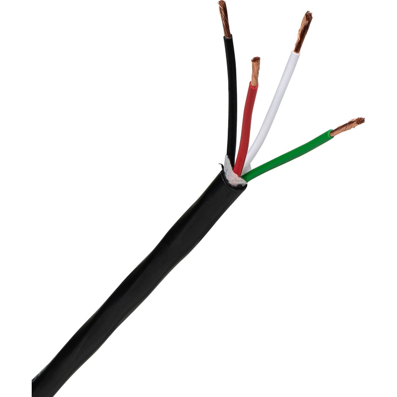 16Awg 4C High Strand Bare Copper Direct Burial Uv Rated Speaker Wire Black 1 Ft