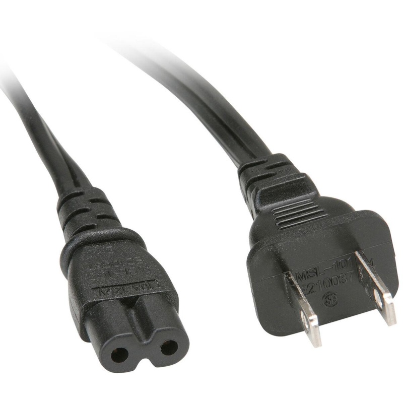 Ac Power Cord Nema 1-15P To Iec-60320-C7 18 Awg 2C 7A Spt-2 125V Black 6 Ft