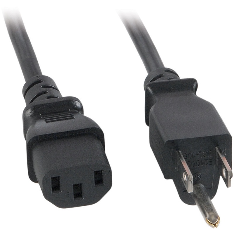 Ac Power Cord Nema 5-15P To Iec-60320-C13 16 Awg 3C 13A Sjt 125V Black 6 Ft