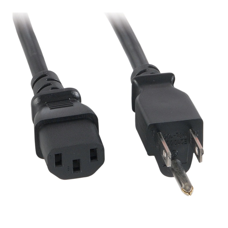Ac Power Cord Nema 5-15P To Iec-60320-C13 14 Awg 3C 15A Sjt 250V Black 6 Ft
