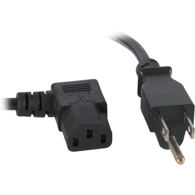 Ac Power Cord Nema 5-15P To Right Angle Iec-60320-C13 18 Awg 3C 10A Svt 125V Black 6 Ft