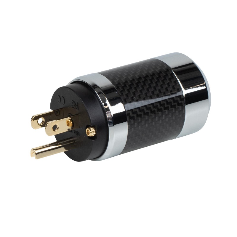 Nema 5-15 Ac Power Plug Audiophile 24K Gold Plated 3-Prong Brass Terminals, Chrome Plated Shell 15a