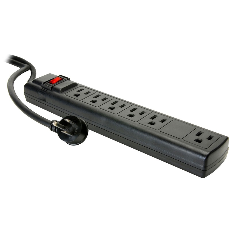 Parts Express 5+1 Outlet Strip 6 Ft. Cord And Circuit Breaker/Switch Ul - Black