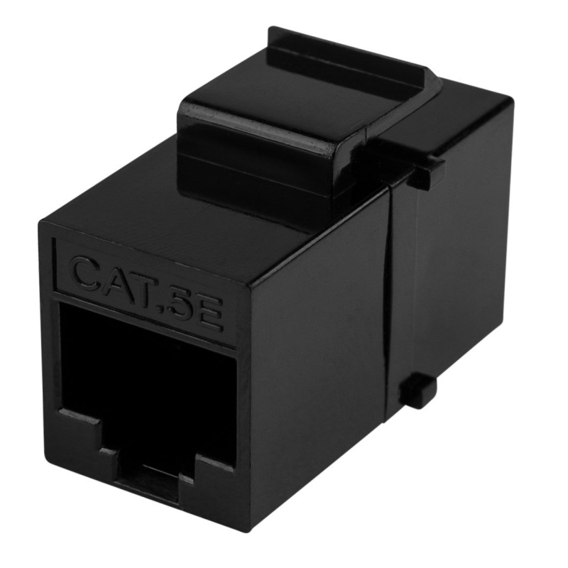 Cat 5E Rj45 Inline Coupler With Keystone Latch - Black