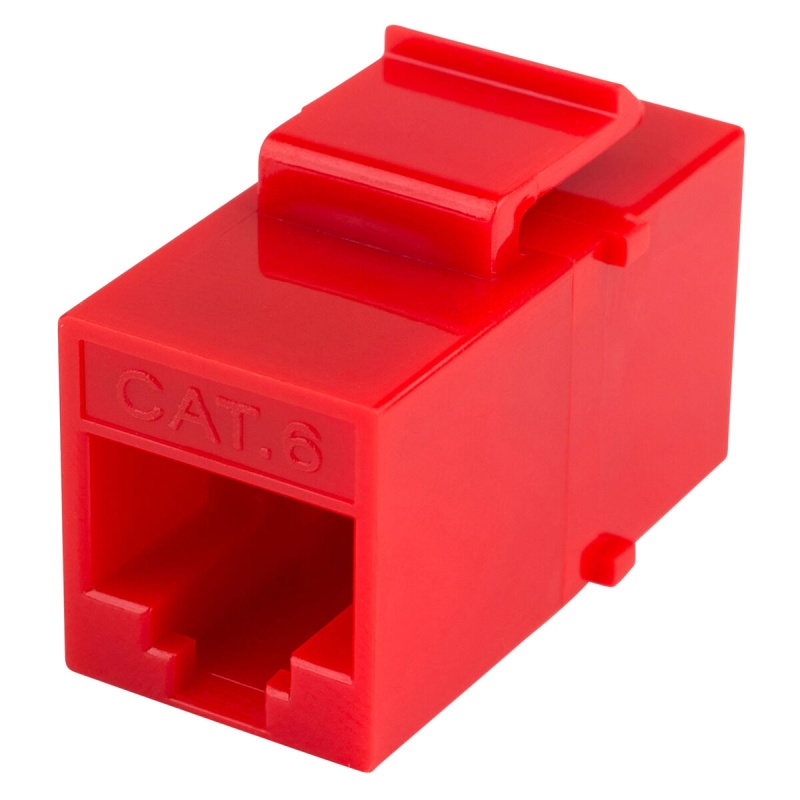 Cat 6 Rj45 Inline Coupler With Keystone Latch - Red