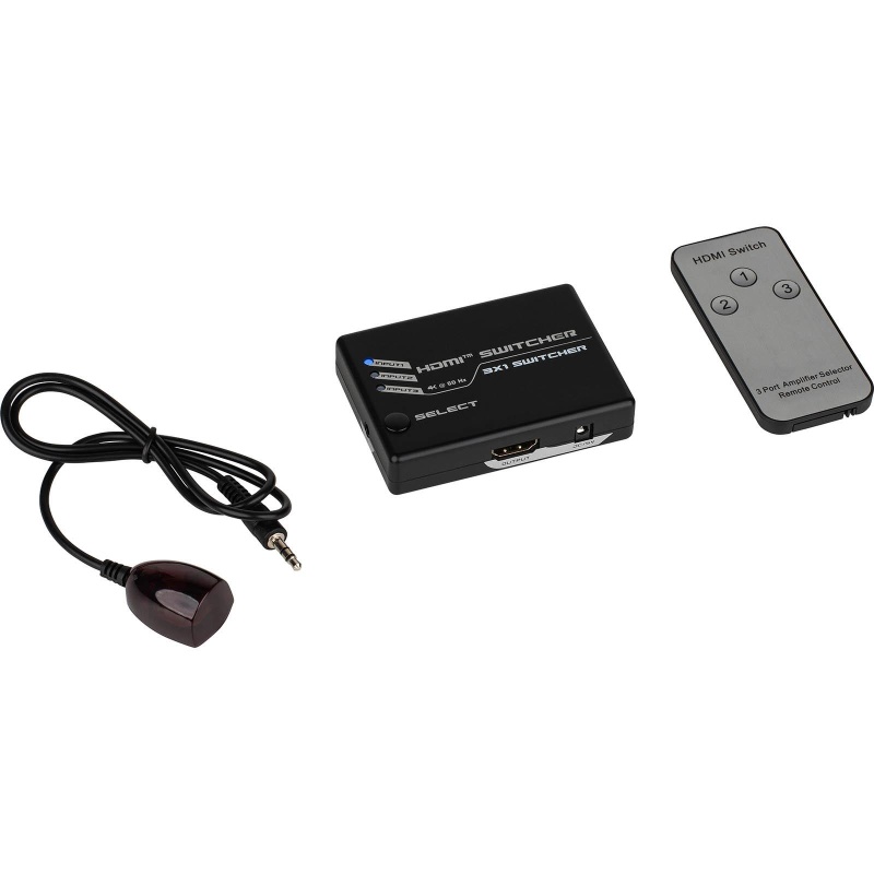 Hdmi 2.0 Premium 4K 60 Hz 3-Input 1-Output Hdcp 2.2 Switch With Ir Remote