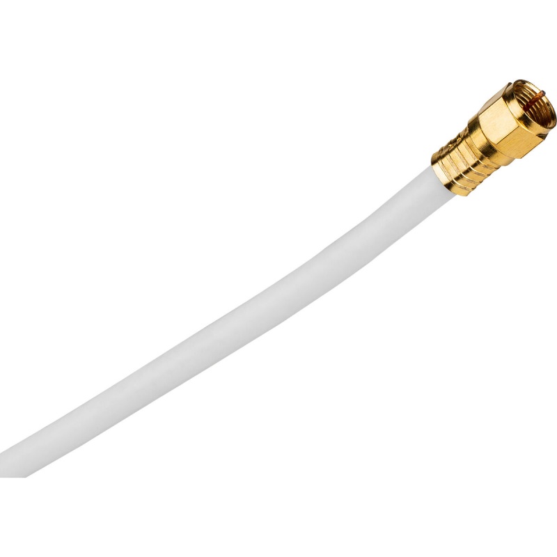 Rg-6 Solid Ccs 18 Awg Center Cm Burial Coax Cable With Weatherproof Connectors 50 Ft. - White