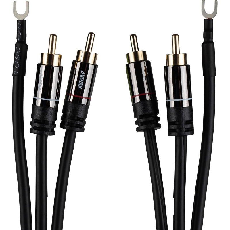 Audtek Premium Dual 6 Ft. RCA Turntable Cable with External Ground Wire