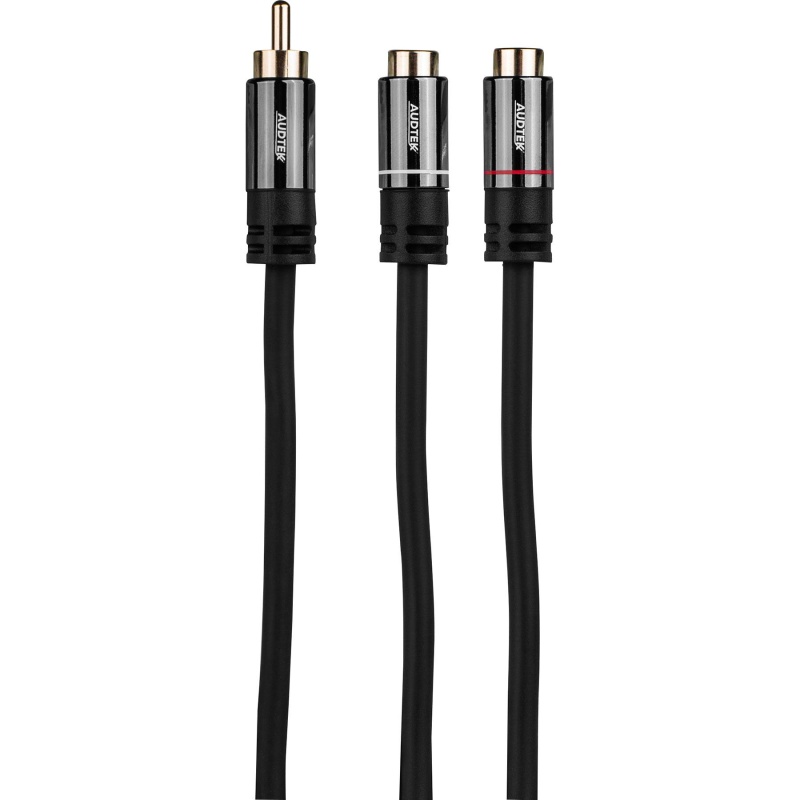 Audtek 1 Ft. Premium 1 Rca Male To 2 Rca Female Y Adapter Cable With Metal Shell
