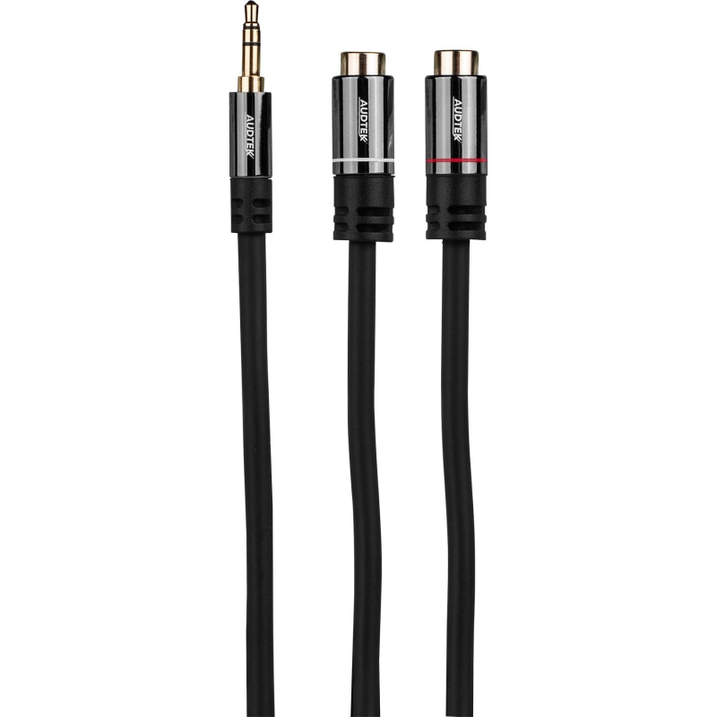 Audtek 6" Premium Slim 3.5Mm Stereo Male To 2 Rca Female Y Adapter Cable