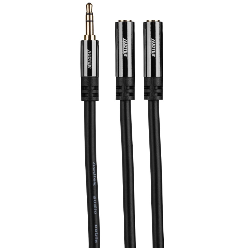 Audtek 6" Premium Slim 3.5mm Stereo Y Adapter Cable