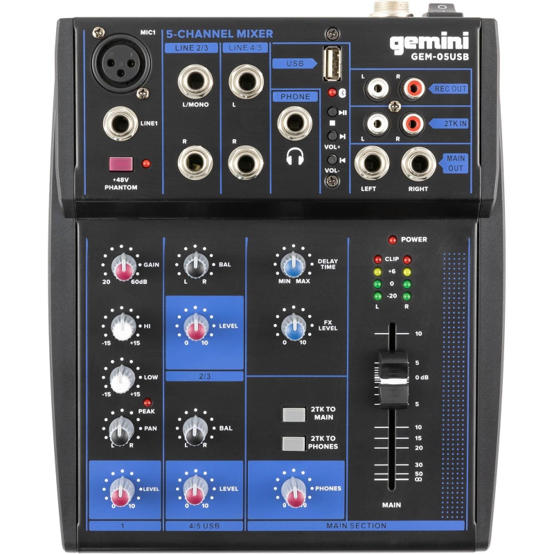 Gemini Gem-05Usb Compact 5 Channel Bluetooth Mixer