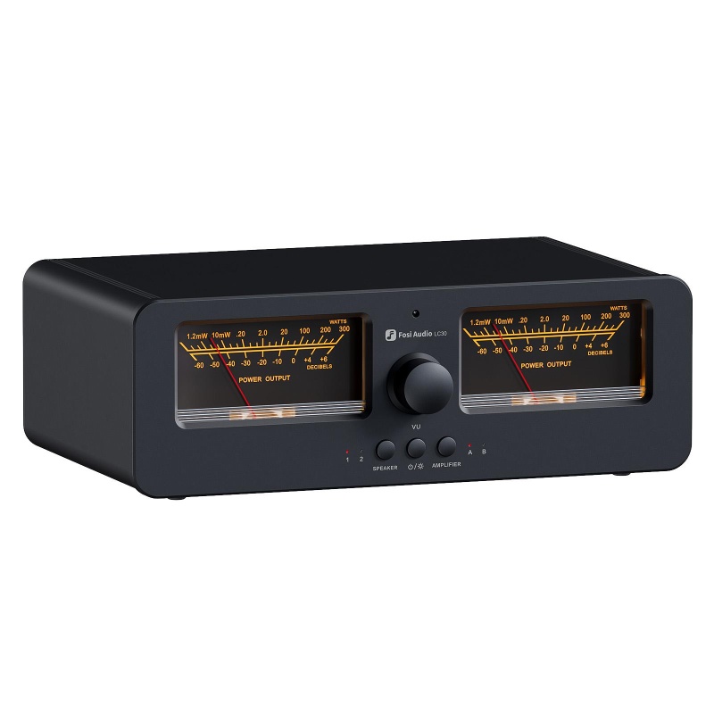 Fosi Audio Lc30-B Speaker Selector With Black Vu Meters