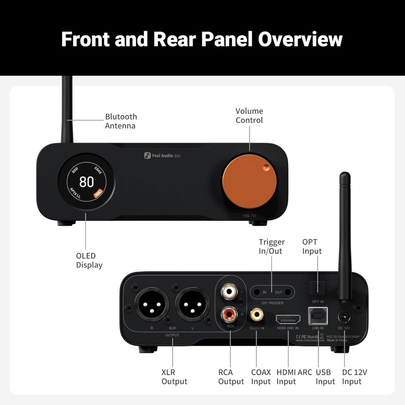 Fosi Audio Zd3 Dac And Za3 Stereo Amplifier Bundle