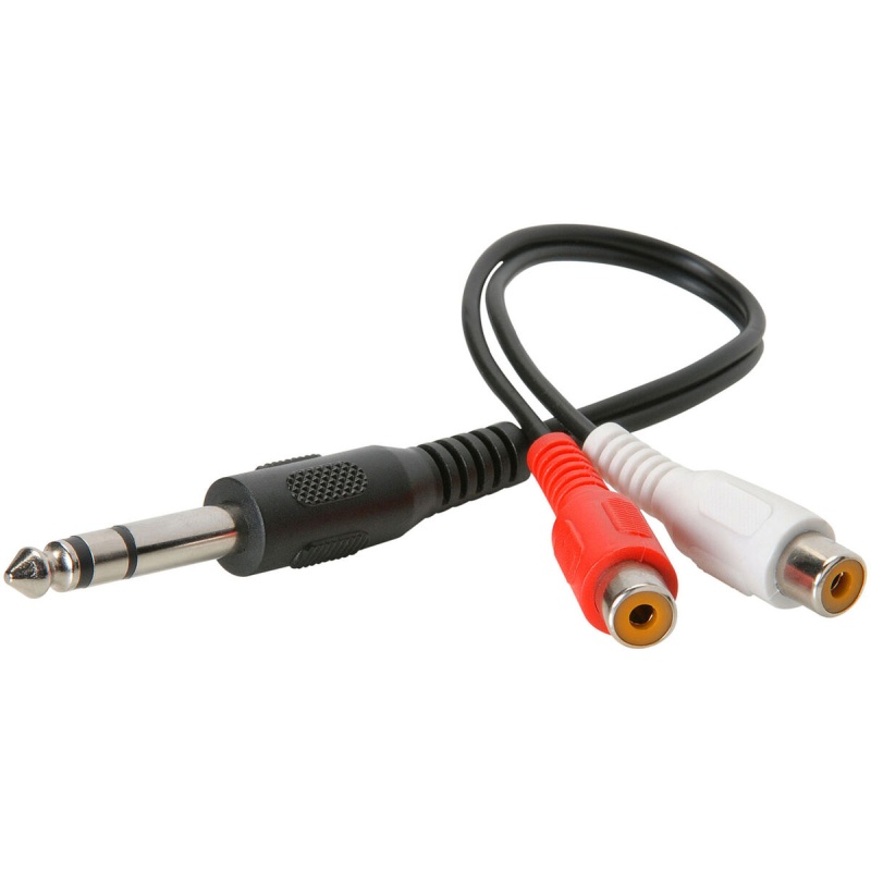 Parts Express 1/4" Stereo Plug To 2 Rca Female Adapter Cable 6"