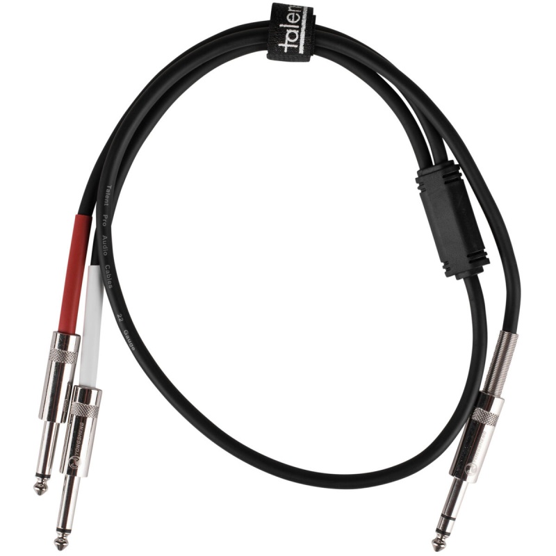 Talent Yqq203 1/4" Trs Stereo Male To Dual 1/4" Ts Mono Male Insert Patch Cable 3 Ft