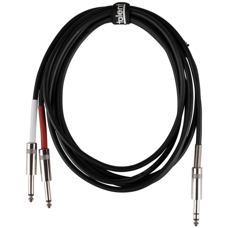 Talent Yqq210 1/4" Trs Stereo Male To Dual 1/4" Ts Mono Male Insert Patch Cable 10 Ft