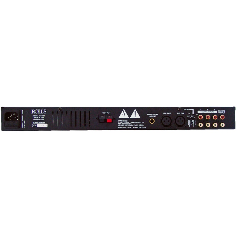 Rolls Ma1705 Rack Mount 70V 70 Watt Mixer Amplifier 1u