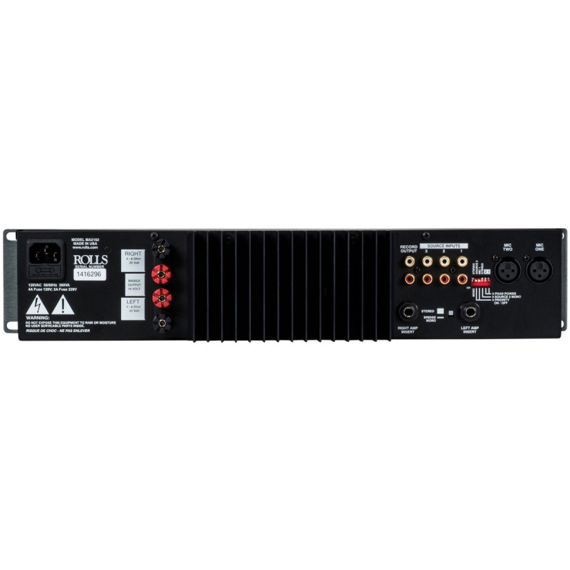Rolls Ma2152 Rack Mount 70V Mono/4 Ohm Stereo Mixer Amplifier