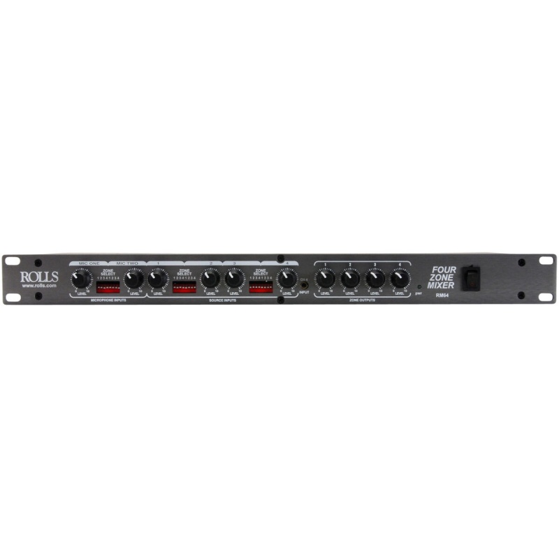 Rolls Rm64 Rack Mount 4 Zone Line Mixer W/Paging 1u