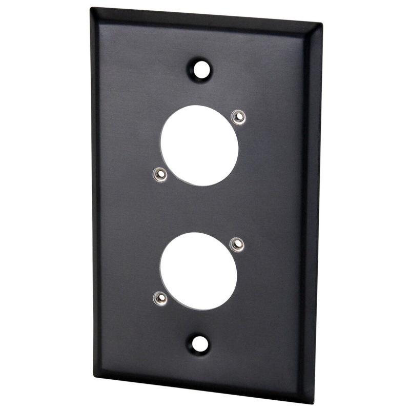 Switchcraft Wp1b2p Single Gang Metal Wall Plate 2 X Eh Hole Black