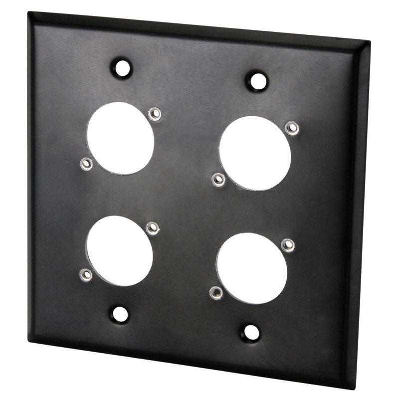 Switchcraft Wp2b4p 2 Gang Stainless Steel Metal Wall Plate 4 X Eh Hole Black