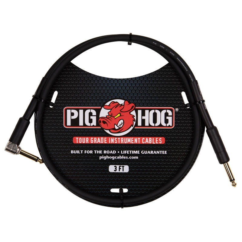 Pig Hog Tour Grade Instrument Cable Right Angle 3 Ft