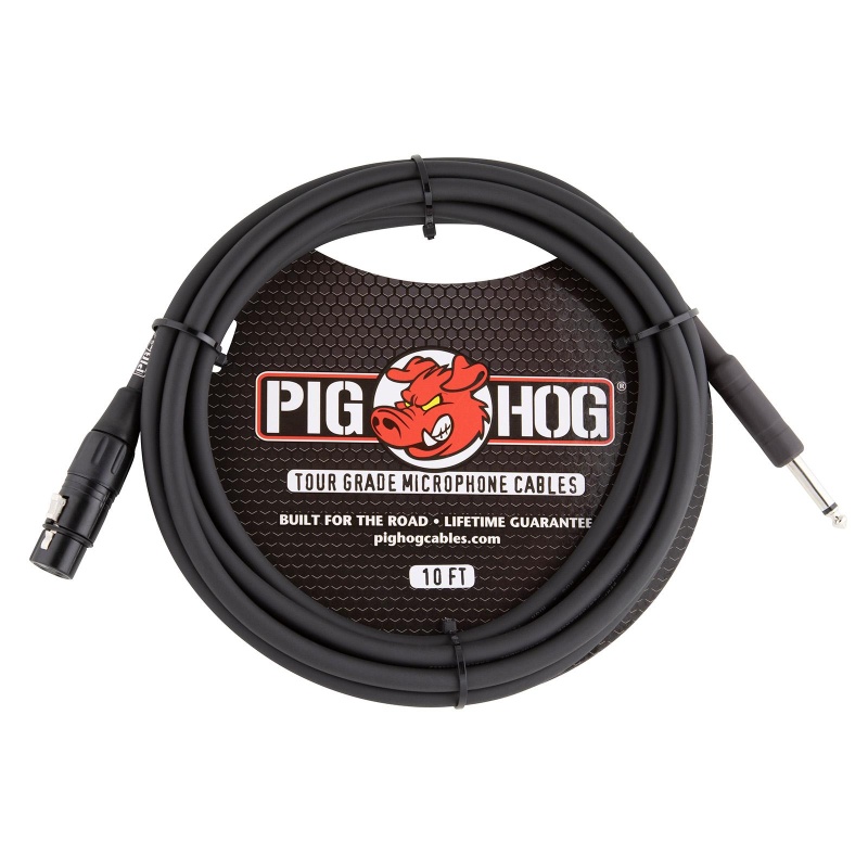 Pig Hog Tour Grade Mic Cable Hiz Xlr Female To 1/4" Ts Male 10 Ft