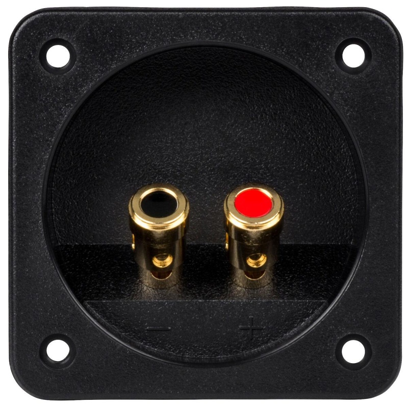 Square Speaker Wire Terminal Cup, 3-1/8", Gold Spring-Loaded