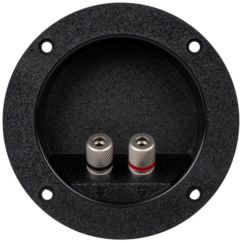 Round Speaker Terminal Cup 4-1/8" Satin Nickel Binding Post Banana Jack