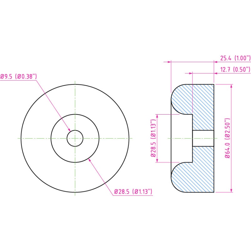 4-Pack Rubber Cabinet Feet 2.5" Dia. X 1" h