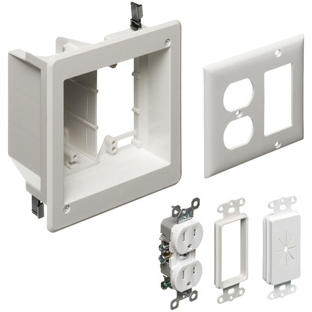 Arlington Industries Tvbr505k 2-Gang Recessed Power And Low Voltage Tv Box Kit
