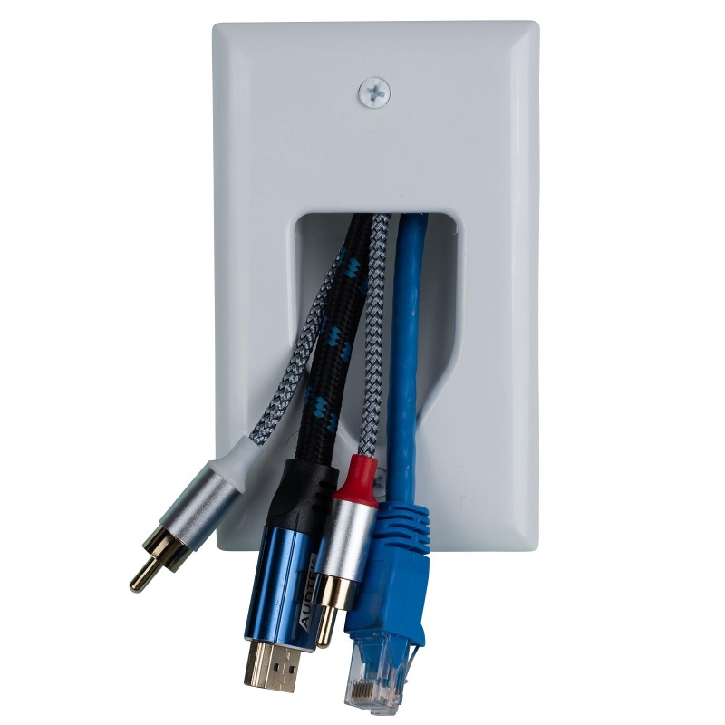 Datacomm 45-0001-Uwh Recessed Low Voltage Cable Plate Ultra White