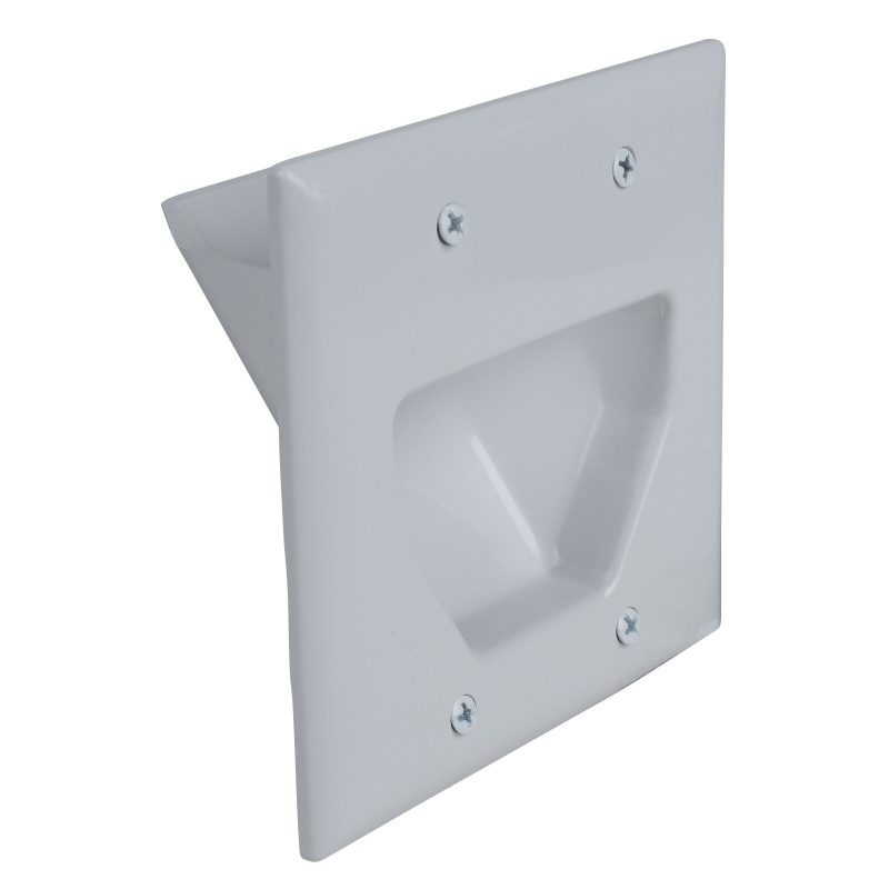 Datacomm 45-0002-Uwh 2-Gang Recessed Low Voltage Cable Plate