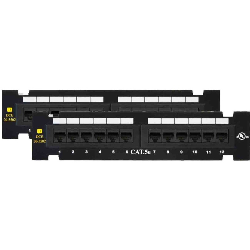 Datacomm 20-5602 Cat 6 12-Port Mini Patch Panel With 89D Mounting Bracket